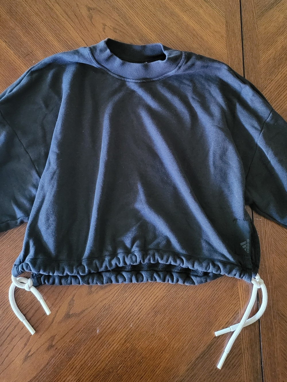adidas Women's Black Drawstring Cropped Sweatshirt